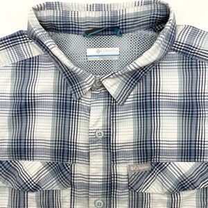 Columbia Omni Wick Men's Short Sleeve Button Up Blue Large Outdoor Fishing